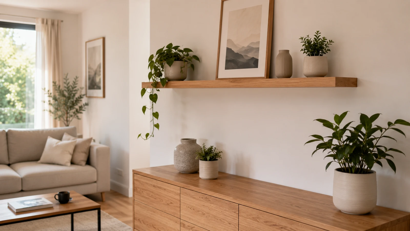 Étagère installée avec finition propre