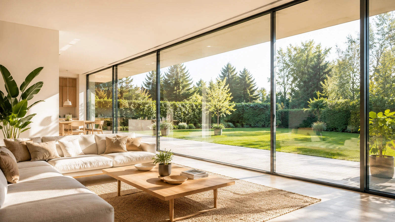 Nettoyage d’une grande baie vitrée dans une maison