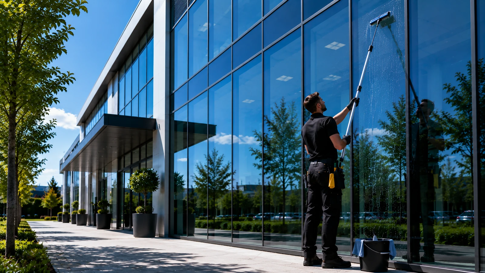 Nettoyage des vitrages d’un bâtiment professionnel